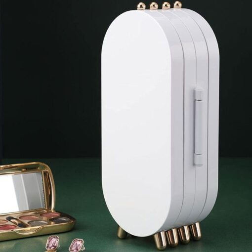 Jewellry Box Organizer With Mirror – Foldable Exquisite Dustproof (random Color) - Image 2