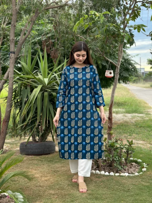 2pcs printed Stitched Suit Stone Winter linen Suit WINTER COLLECTION - Image 5