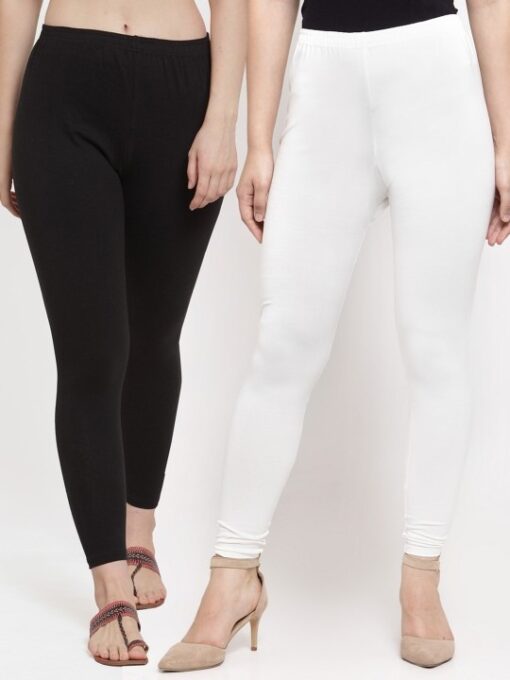 (Pack of 2 Tights)  white and black Tights Flexible and Stretchable for Women - Image 2