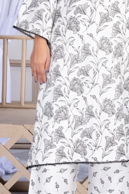 2pcs   flower printed Stitched Suit Stone Winter linen Suit WINTER COLLECTION - Image 4