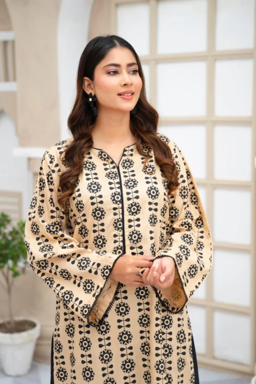 2pcs printed Stitched Suit Stone Winter linen Suit WINTER COLLECTION - Image 3
