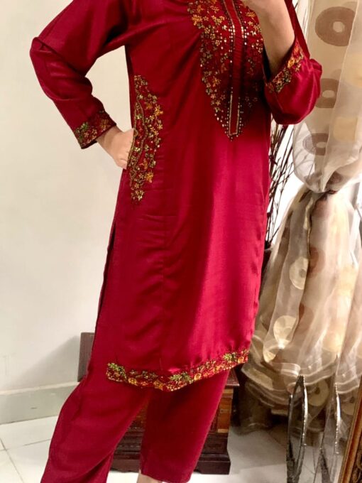 2 pcs Stitched suit  Pocket Sequence Embroidery - Image 4