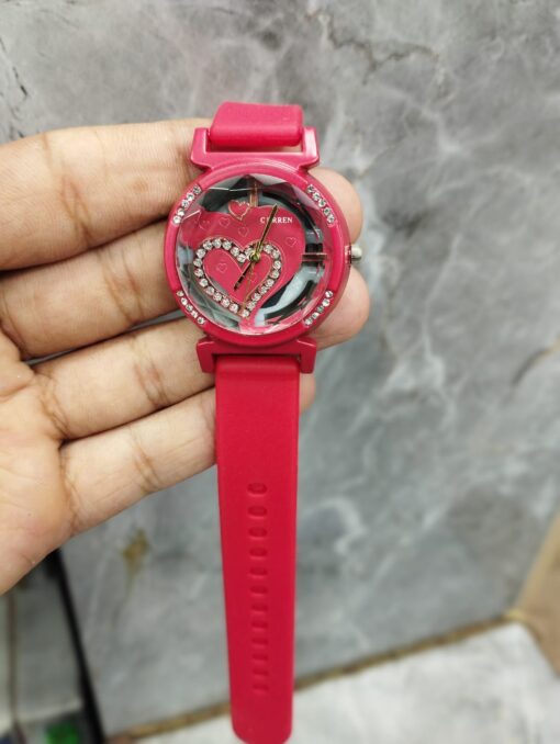 Curren Rubbar Belt Ladies Watch Model Heart - Without Box - Image 6
