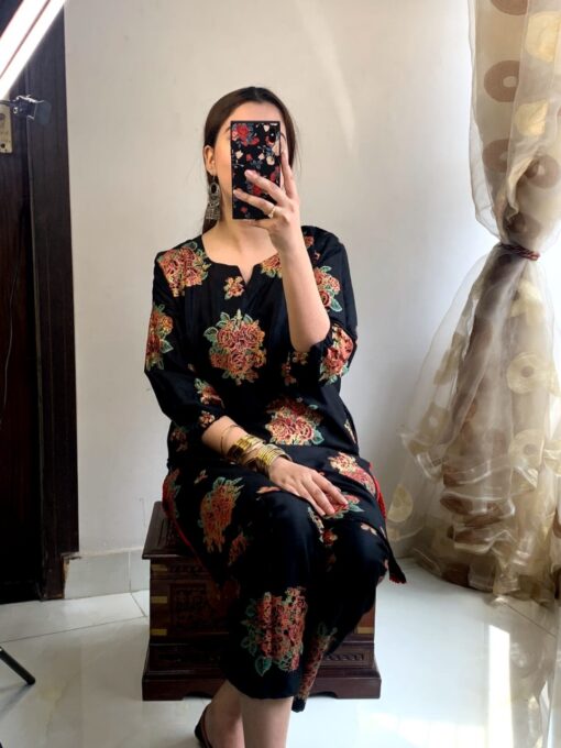 New Gulab 2 Pcs Linen Dress | Rose Print shirt and trouser for girls & Women - Image 15