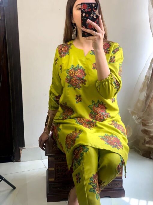 New Gulab 2 Pcs Linen Dress | Rose Print shirt and trouser for girls & Women - Image 19