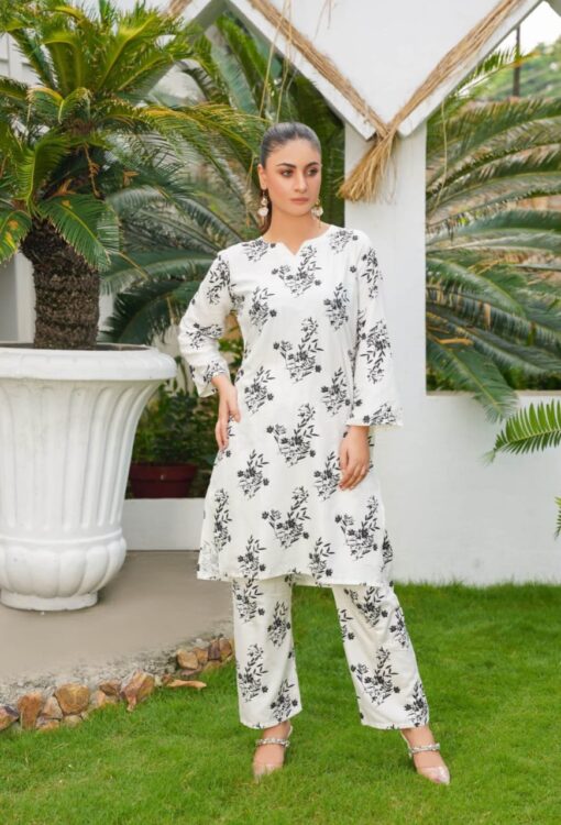 Daffodil print 2pc Dress | shirt and trouser for girls & Womens - Image 10