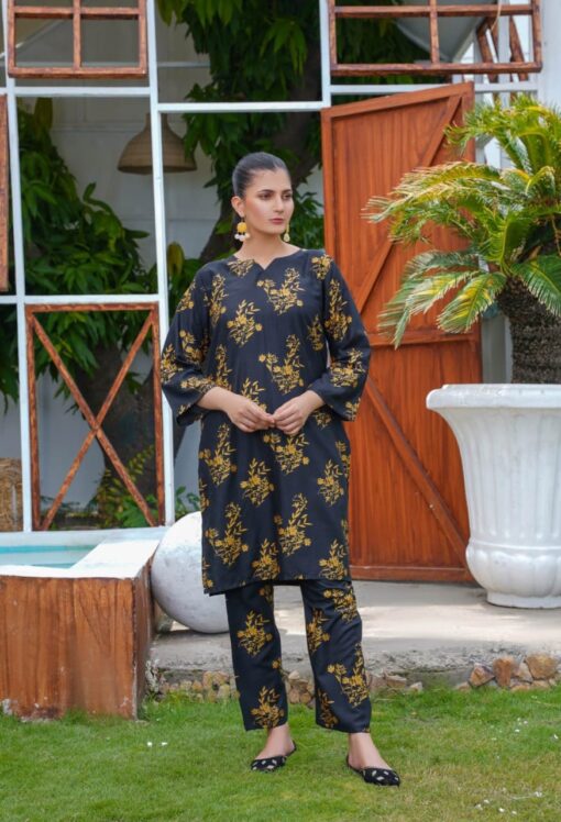 Daffodil print 2pc Dress | shirt and trouser for girls & Womens - Image 20