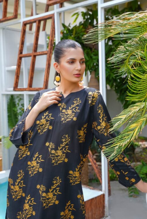 Daffodil print 2pc Dress | shirt and trouser for girls & Womens - Image 23