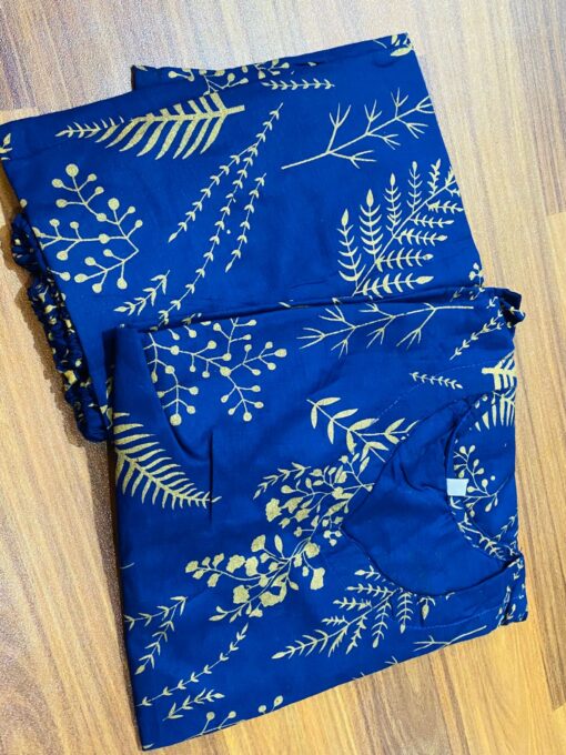 (blue) 2 Pcs Women’s Stitched Petal print  Linen  casual wear for Women - Image 3