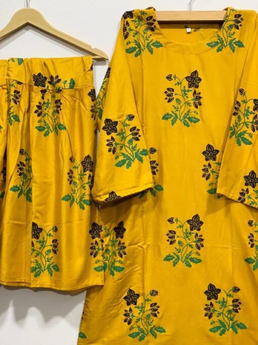 Lilen Block Flower Print 2pc Suit Shararah style - Image 7