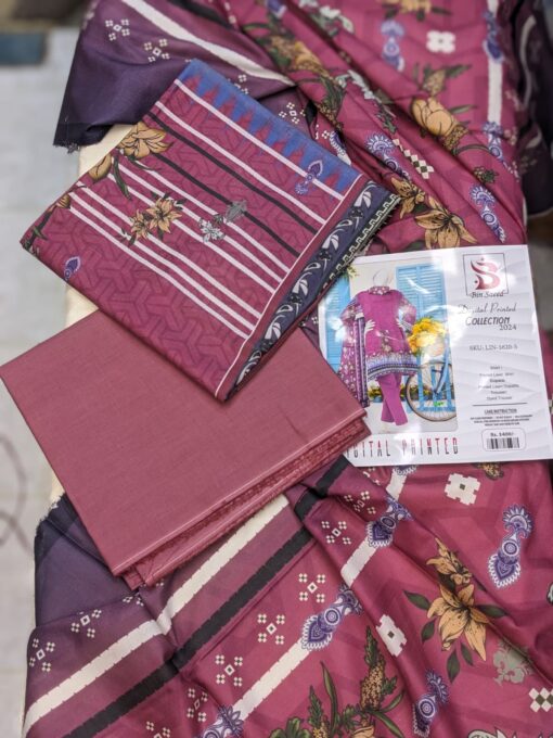 "Bin Saeed  Digital printed collection"  3pcs Lawn | Unstitched Collection Casual Wear - Image 2