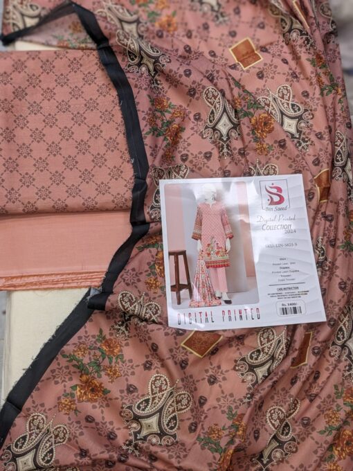 "Bin Saeed  Digital printed collection"  3pcs Lawn | Unstitched Collection Casual Wear - Image 2