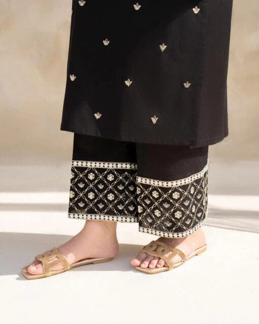 RIWAJ TAN 2PC Stitched SUIT  EMBROIDERED SHIRT Premium Lilen  (Black) - Image 4