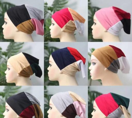 Multicolor Women's jersey 4 in 1 under scarf tube cap (random color)