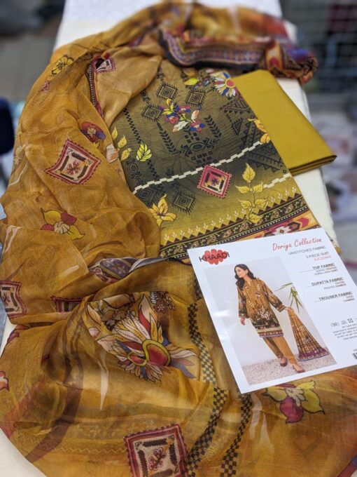 KHAADI DORIYA Collection 3 pcs LAWN  | Unstitched Fabric  Casual Wear - Image 2