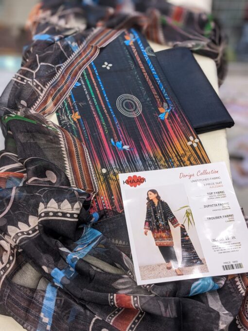 KHAADI DORIYA Collection 3 pcs LAWN  | Unstitched Fabric  Casual Wear - Image 2