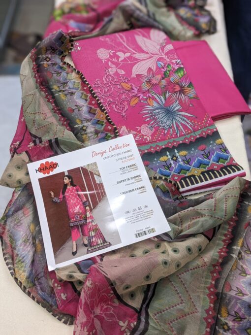 KHAADI DORIYA Collection 3 pcs LAWN  | Unstitched Fabric  Casual Wear - Image 2