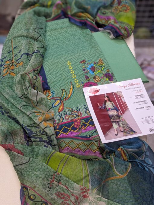 KHAADI DORIYA Collection 3 pcs LAWN  | Unstitched Fabric  Casual Wear - Image 3