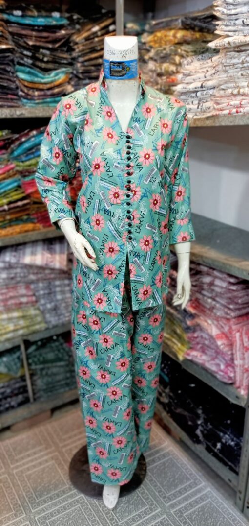 2 Pcs Women's Stitched Printed Shirt And Trouser - Image 4