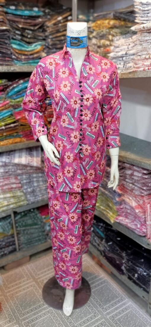 2 Pcs Women's Stitched Printed Shirt And Trouser - Image 5