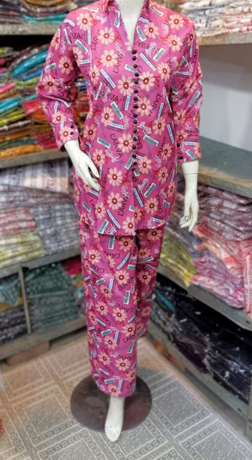 2 Pcs Women's Stitched Printed Shirt And Trouser - Image 2