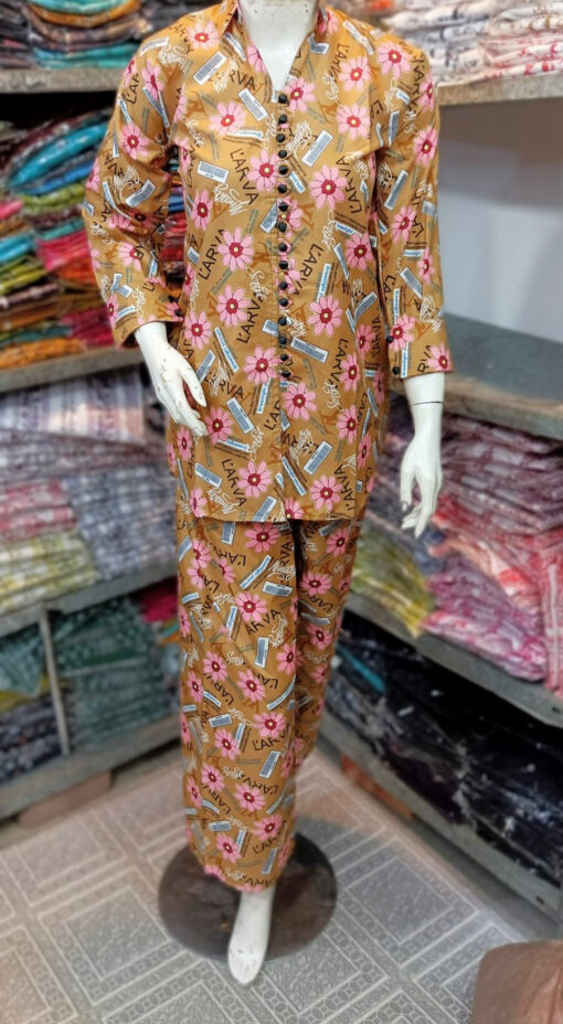 2 Pcs Women's Stitched Printed Shirt And Trouser - Image 3