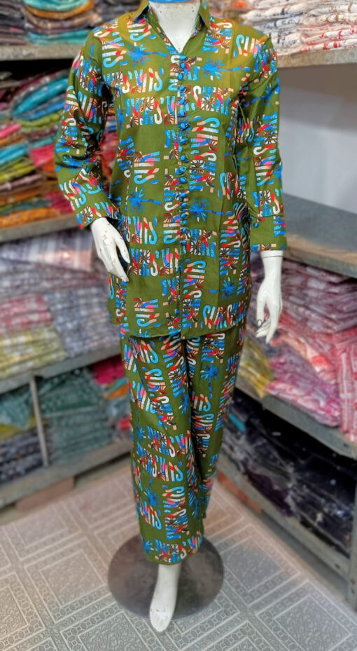 2 Pcs Women's Stitched Printed Shirt And Trouser - Image 7