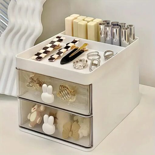 Rabbit handle clear desk organizer- perfect for pen ,makeup and jewellery etc - Image 4