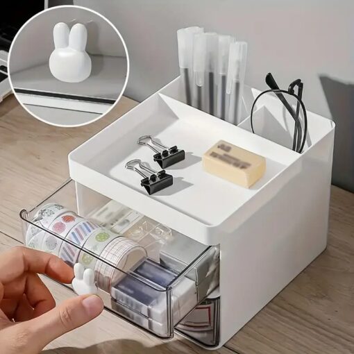 Rabbit handle clear desk organizer- perfect for pen ,makeup and jewellery etc - Image 5