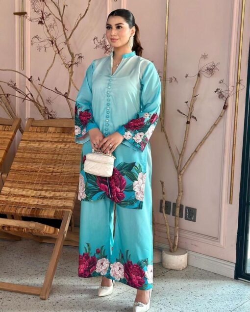 2 pcs Printed Veronica Silk Shirt & Trouser