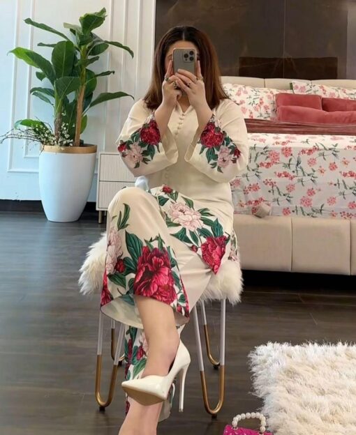 2 pcs Printed Veronica Silk Shirt & Trouser - Image 14