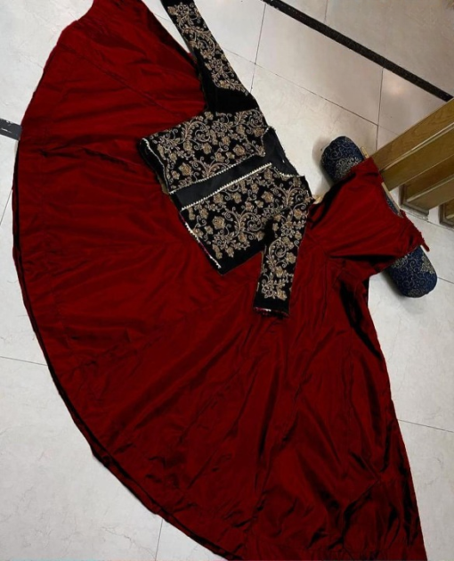 2 Pc Embroidered Round Neck Silk Maxi & Jacket - Image 8