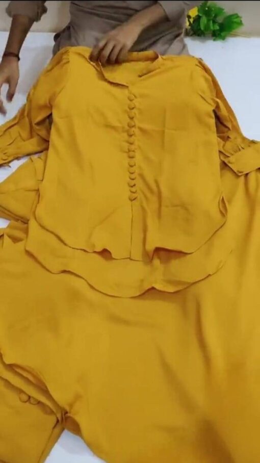 2 Pc Silk Collar Plain Shirt & Trouser - Image 3