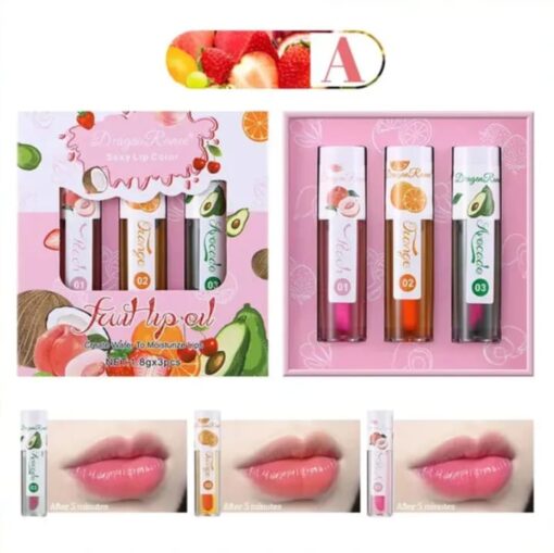 3 Pcs Dragon Ranee Natural Moisturizing & Long Lasting Lip Oil Lip Care Oil Natural Moisturizing & Nourishing Lip Balm Set - Image 3