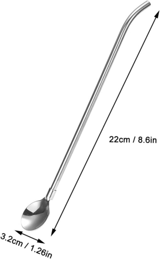 4 PCS SET Stainless Steel Spoon with Straw Reusable Spoon Cocktail Stirrers for Drinks Drinking Straw - Image 10