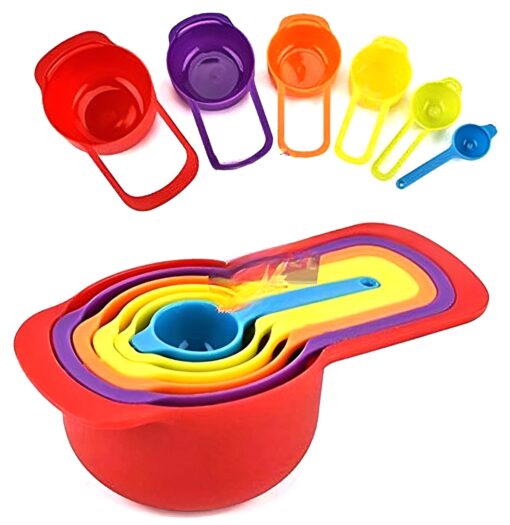 Multi Color Measuring Cup And Spoon Set - 6Pcs (random colors) - Image 2
