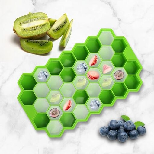 Silicone Ice Tray With Plastic Cover Cap | Push Pop Out Round Mini Ice Cube Trays - (1 PC) (random Color) - Image 4