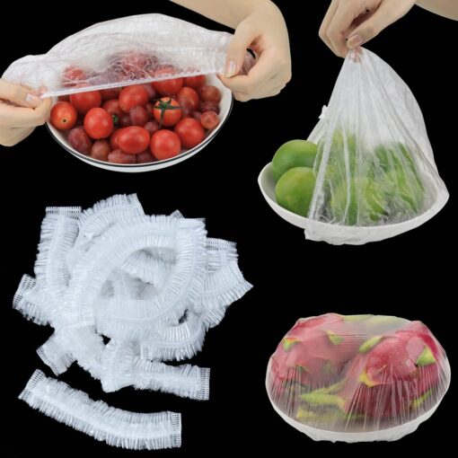 100pcs Disposable Food Cover kithchen Refrigerator fruit food Stretch Leftovers protection flim Dustproof Bowls Cups Caps bag