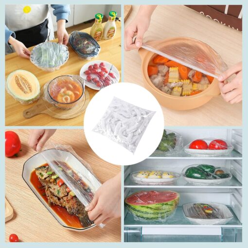 100pcs Disposable Food Cover kithchen Refrigerator fruit food Stretch Leftovers protection flim Dustproof Bowls Cups Caps bag - Image 4