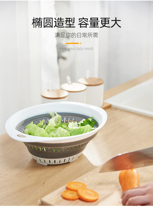 ( 1 Piece ) Plastic Kitchen Drain Basket Collapsible Fruit and Vegetable Baskets ( Random Color ) - Image 2