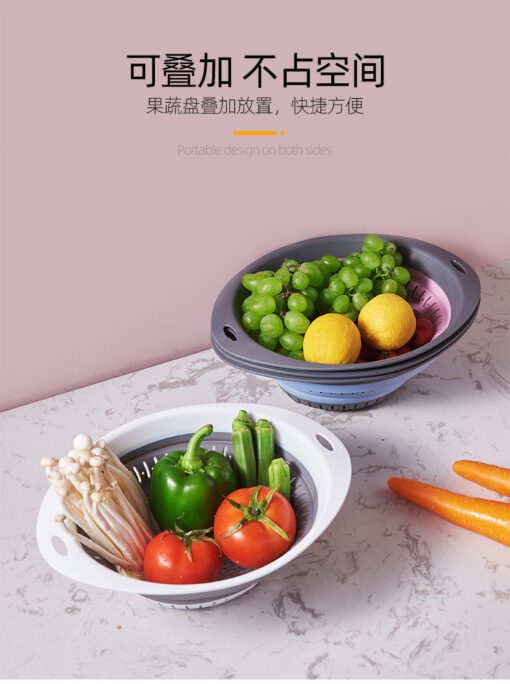 ( 1 Piece ) Plastic Kitchen Drain Basket Collapsible Fruit and Vegetable Baskets ( Random Color ) - Image 3