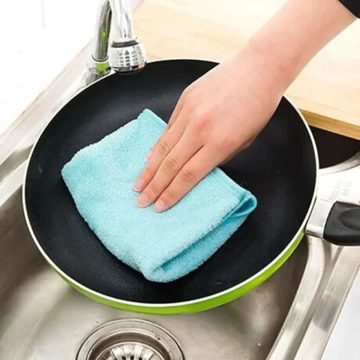Microfiber hanging kitchen towel | Kitchen rags fresh hand towels absorbent cleaning cloths household dishcloths and kitchen supplies (Pink) - Image 7