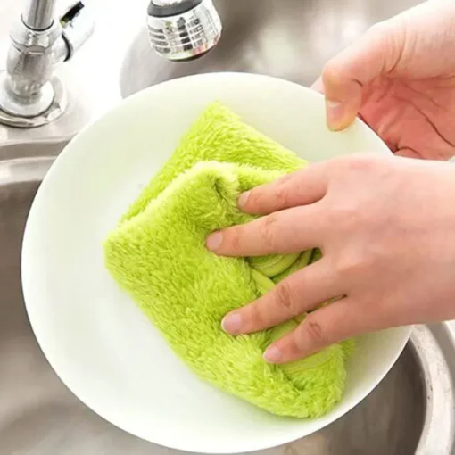 Microfiber hanging kitchen towel | Kitchen rags fresh hand towels absorbent cleaning cloths household dishcloths and kitchen supplies (Pink) - Image 8