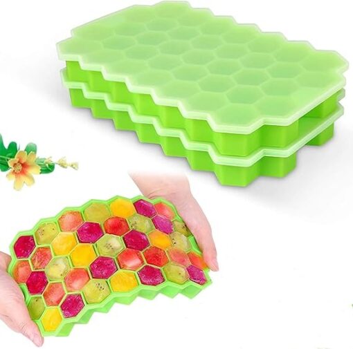 Silicone Ice Tray With Plastic Cover Cap | Push Pop Out Round Mini Ice Cube Trays - (1 PC) (random Color) - Image 10