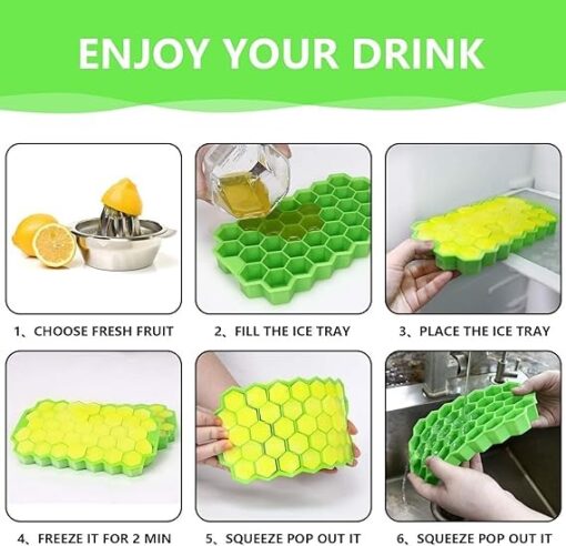 Silicone Ice Tray With Plastic Cover Cap | Push Pop Out Round Mini Ice Cube Trays - (1 PC) (random Color) - Image 12