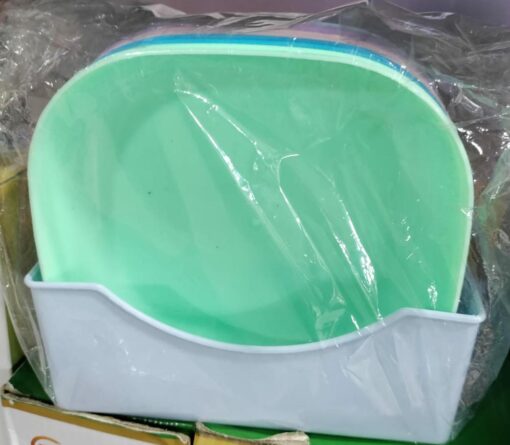 10pcs Plates Set With Holder (Random Colours) - Image 3