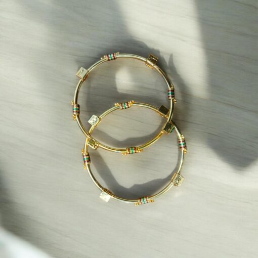 Indian Gold Plated AD Zircon MinaKari Banlges For Womens - Image 18