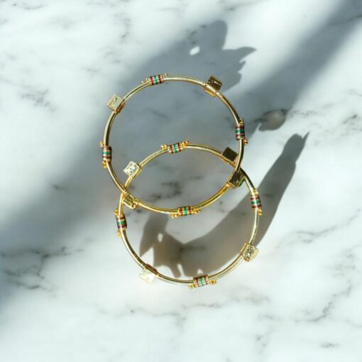 Indian Gold Plated AD Zircon MinaKari Banlges For Womens - Image 19
