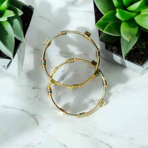 Indian Gold Plated AD Zircon MinaKari Banlges For Womens - Image 21