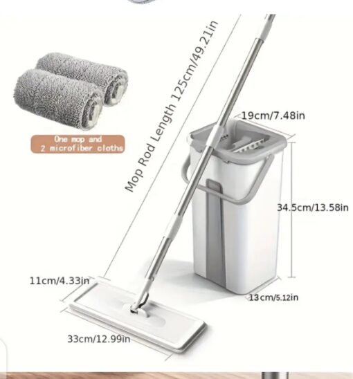 Mop Floor Squeeze Mop with Bucket – Hardwood & Wood Floor Rotary Scrubbing Mop for Easy Household Cleaning ( Random Color ) - Image 7